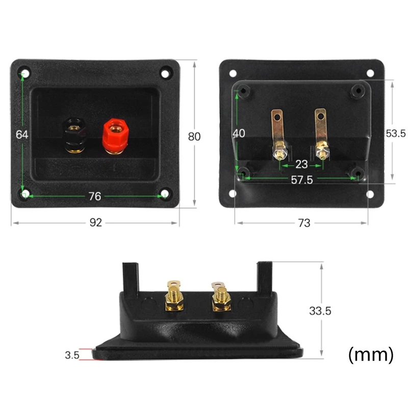 2Pin ジャンクションボックス外部バナナジャックスピーカーアンプワイヤークリップオーディオソケット 96BA