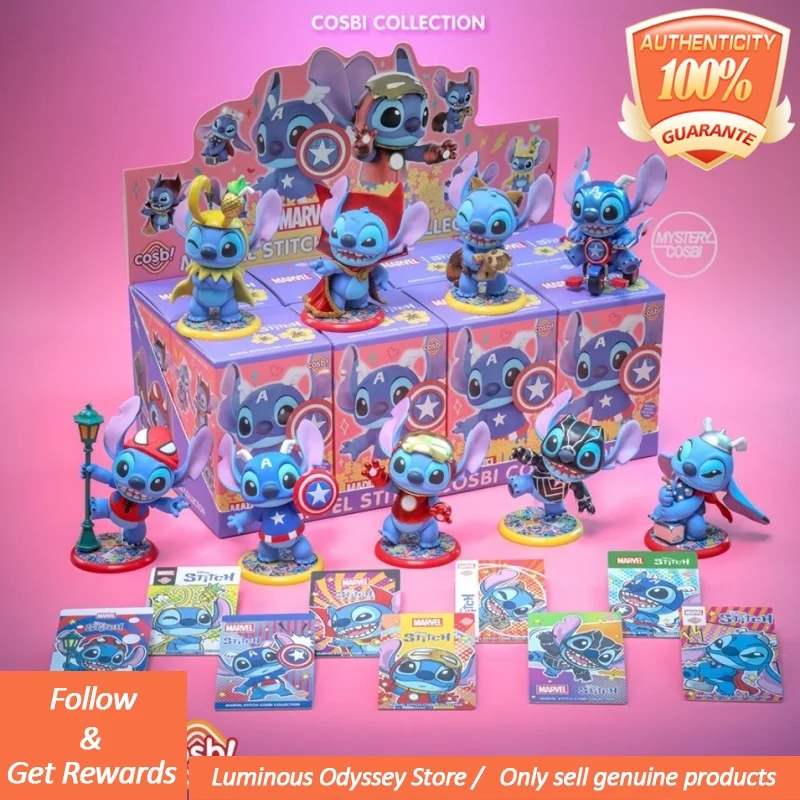 

Подлинные горячие игрушки Stitch Cosbi Series, мини-слепая коробка, кавайная коллекция украшений для кукол, Q Edition, модные игрушки, подарок, загадочная коробка
