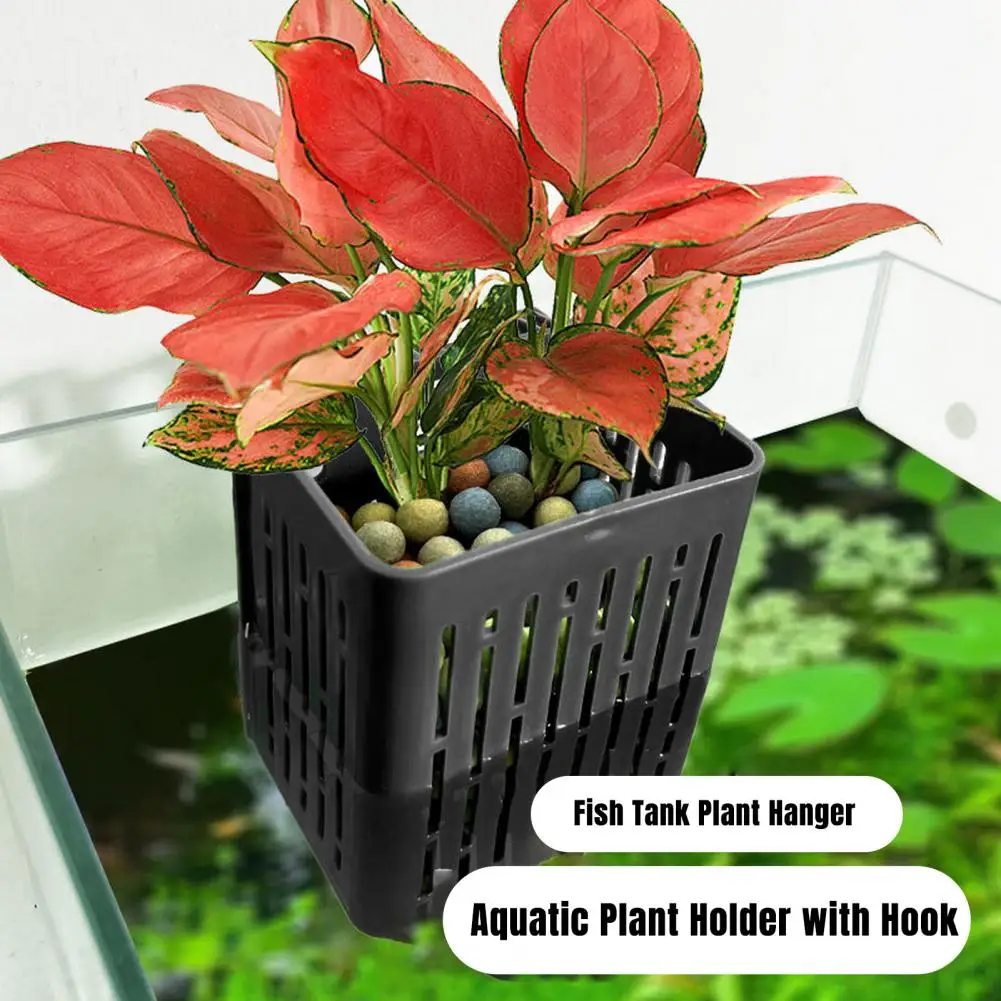 Aquarium Plant Stand Holder Heat-Resistant Hydroponic Basket Hanging Fish Tank Planter Cups with Hook for Aquarium Decoration