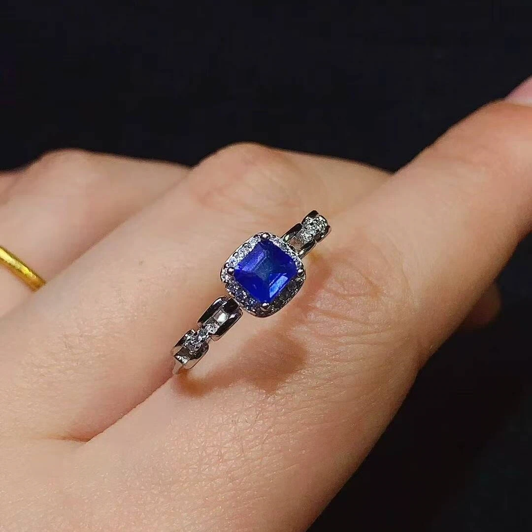 KJJEAXCMY 925 sterling silver Ring set with Natural Sapphire,high-definition transparency,simple design interprets eleganc