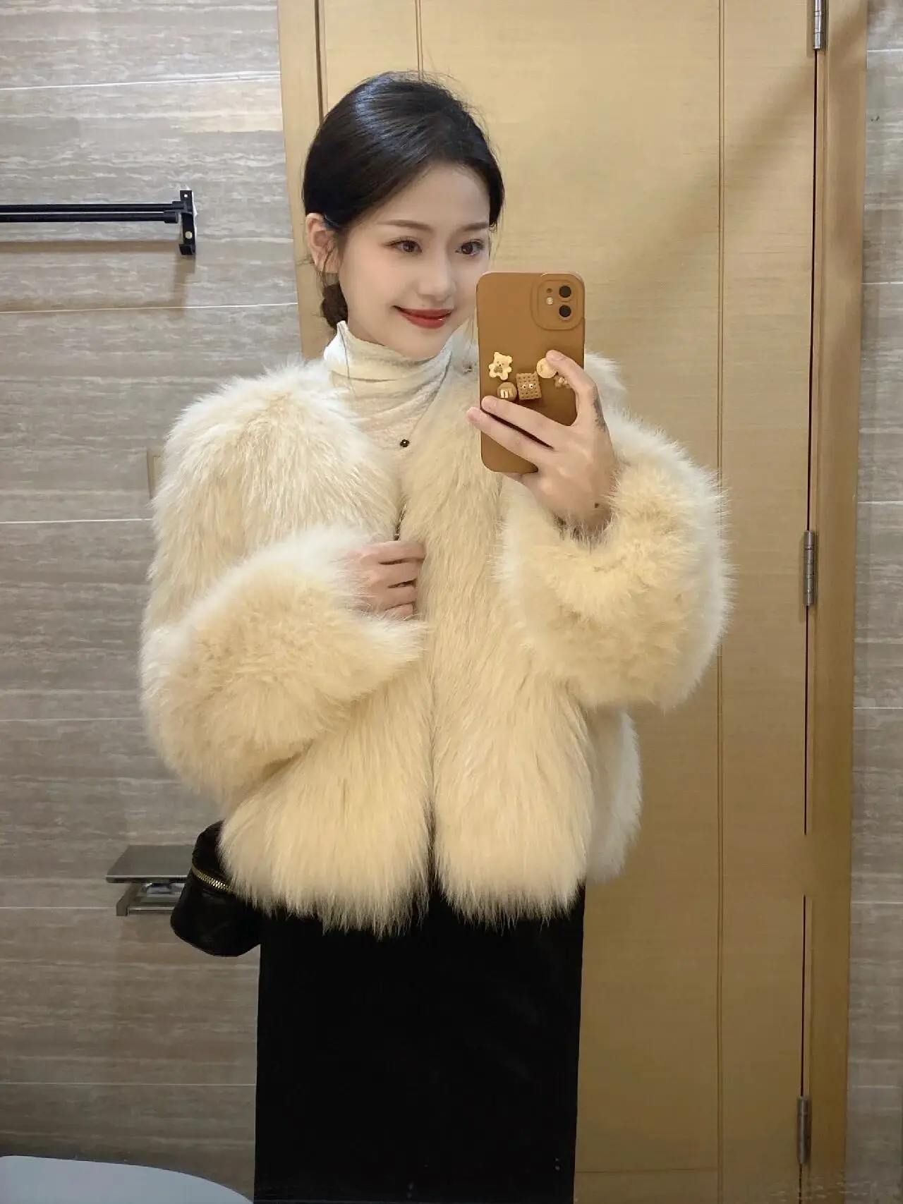 

Faionable ort Fur Jaet Women's Warm Sli Autumn Winter Outerwear V-Ne Korean Sle Long Sve Regular Fit