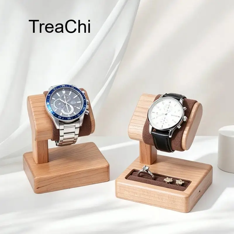 Wooden Jewelry Display Stand for Watches Bracelets and Rings with Velvet Padding Multiple Colors and Size for Storefront Display