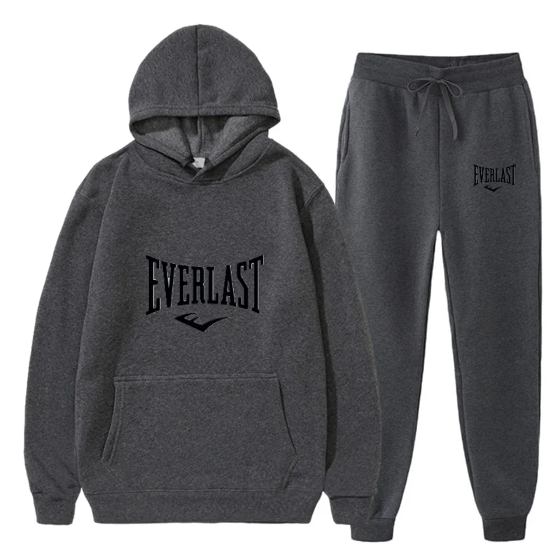 

Autumn and winter fashion men's fitness jogging clothing casual sportswear suit hoodie with hood + pants two-piece set