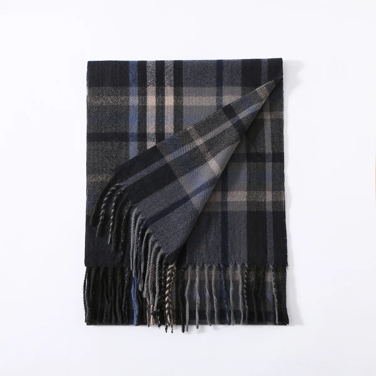 2024 Winter Cashmere Scarf for Men Plaid Color Warm Pashmina Shawl Head Wrap Tassel Scarves Knitted Men Foulard Blanket Color: