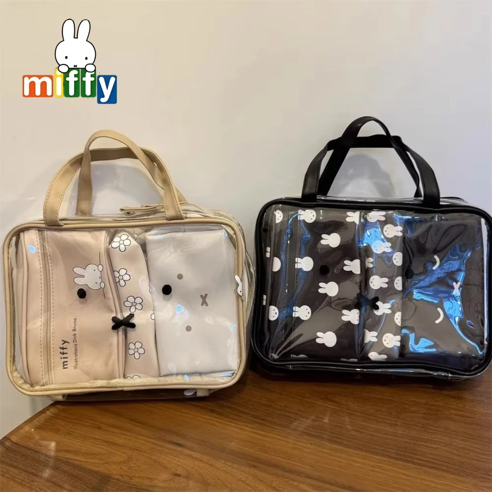 

Miffy Cartoon Cute large-capacity portable makeup bag four-piece set Travel hand-held storage bag Toiletries Bag Sorting bag