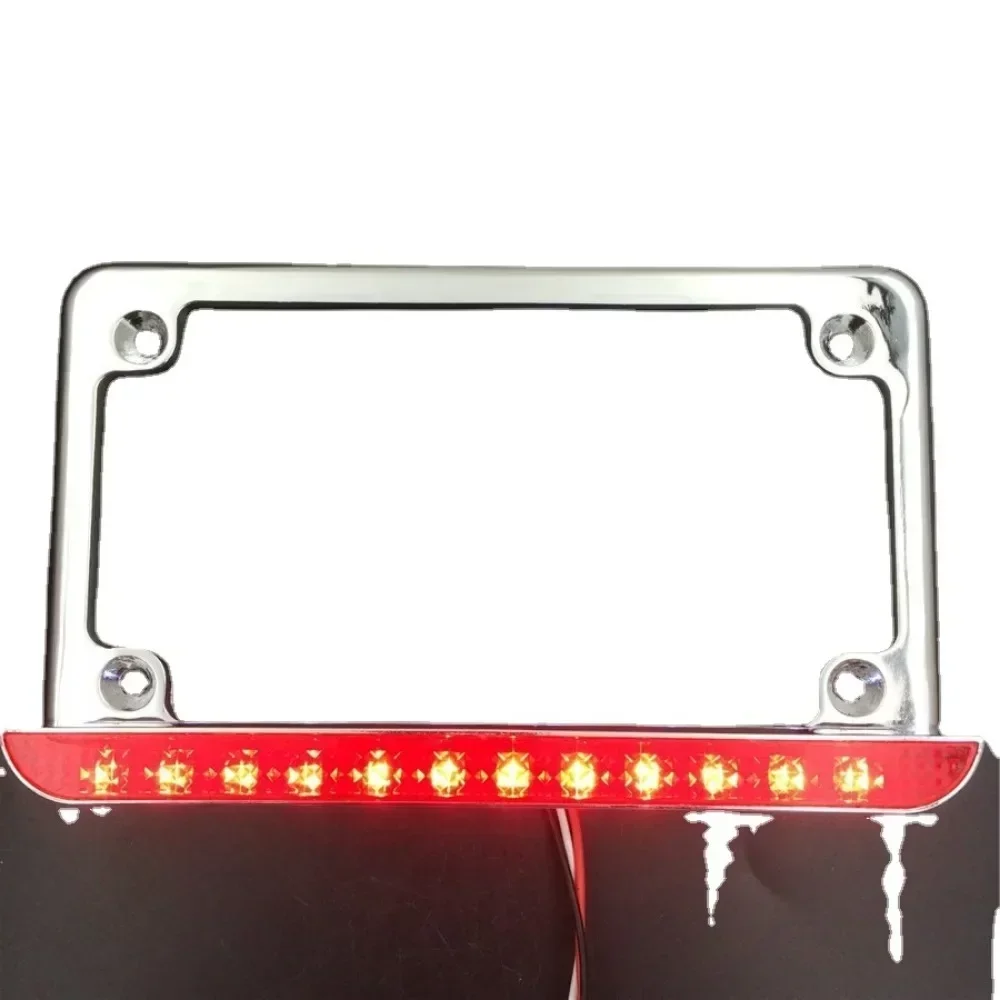 

Motorcycle 7" X 4" Flat License Plate Frame Bracket Tag Holder W/ 6" LED Bar for Harley Honda Universal