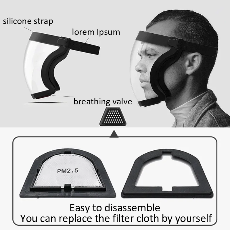 Protection Mask Splashproof Transparent Facial Protector Face Facemask Protective Outdoor Safety Mask Head Cover Work JJ2941