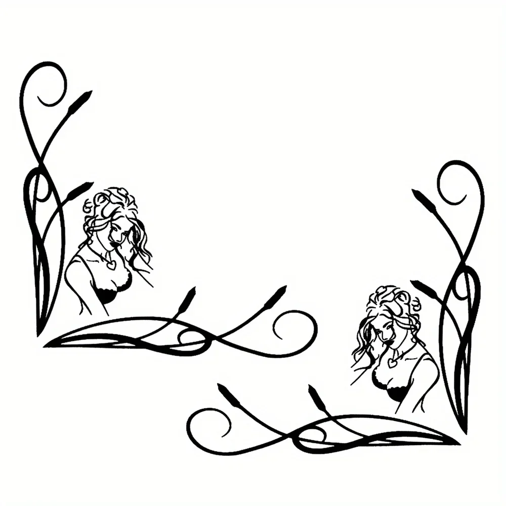 2PCS Large Lady Pattern Truck Scroll Vinyl Stickers Exquisite Cab Window Exterior Decor Waterproof Decals