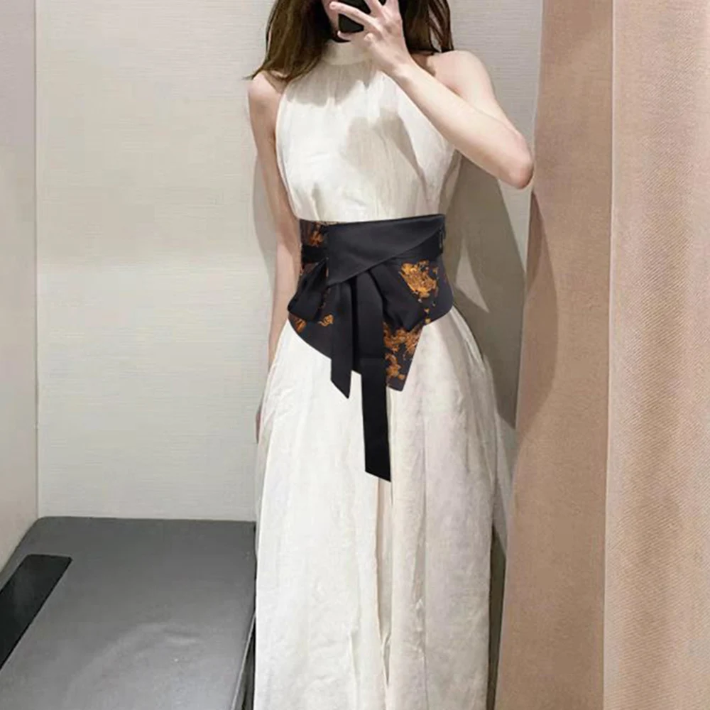 

2026 Женский винтажный пояс-корсет в китайском стиле для утяжки талии, декоративный пояс для платья, с вышивкой и шнуровкой