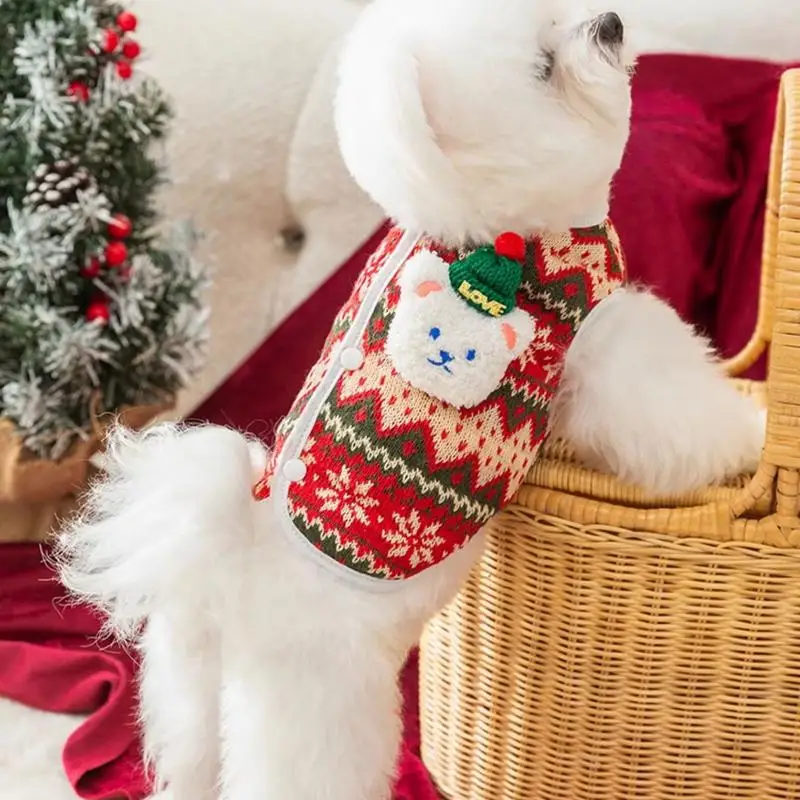 

Christmas Dog Sweater Jacket Thick Warm Vest for Small Dogs (Pomeranian/Yorkshire Terrier/Schnauzer)Great for Holidays Family