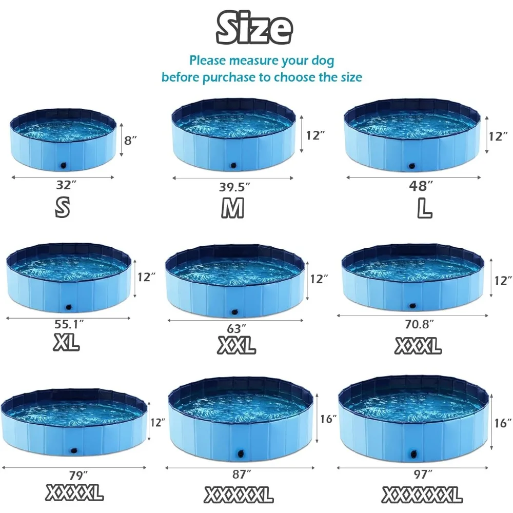 Jasonwell-Piscina dobrável do banho do cão, Banheira dobrável do cão Pet, Kiddie Doggie, Filhote de cachorro pequeno e médio Vadeando