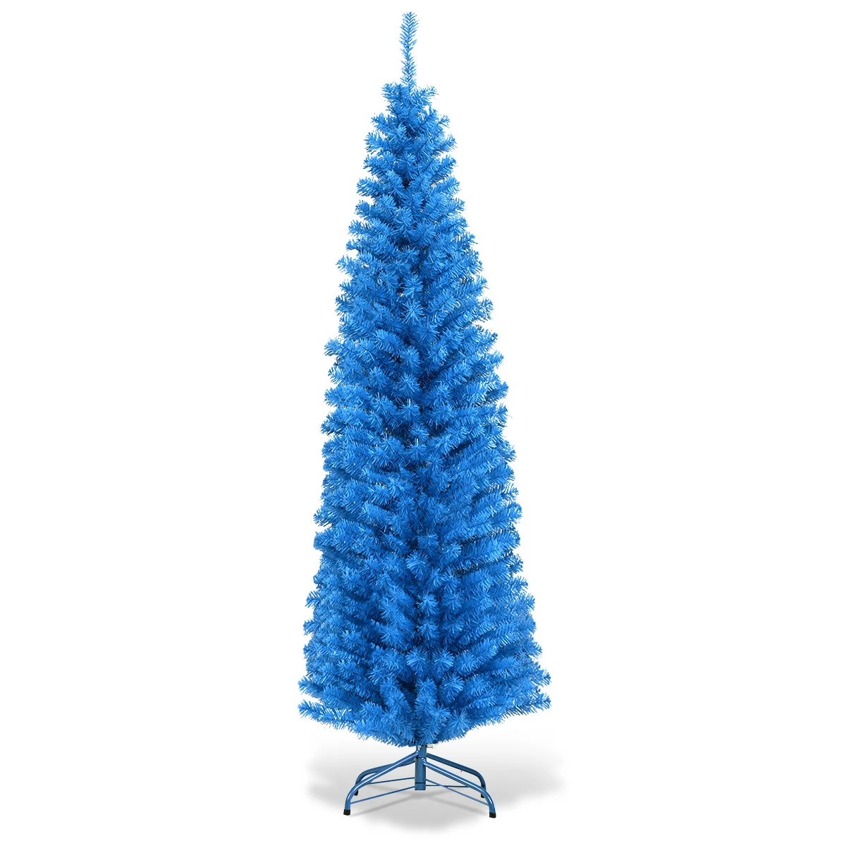 6FT Unlit Pencil Slim Tree Artificial Christmas Tree with Metal Stand Home Decor