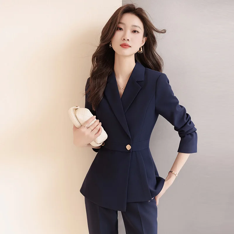 Gray Suit Women\'s Autumn Clothing New High-End Hotel Front Desk Manager Formal Wear Professional Tailored Suit Coat Overalls