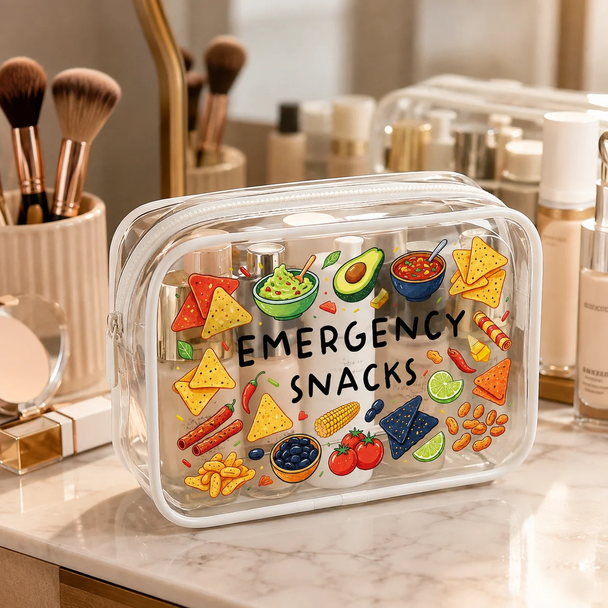 Snack Storage Pouch Clear Waterproof PVC Cosmetic Organizer Travel Toiletry Bag Zipper Makeup Case Party Essentials Organizer