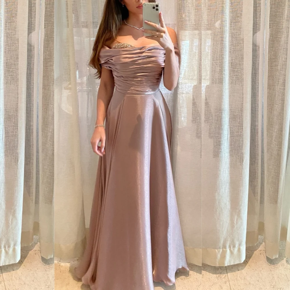 

Customized Modern Style A-line Off-the-shoulder Midi Dresses Prom Dresses Pastrol Unisex Chinese Style Formal Casual Simple Ret