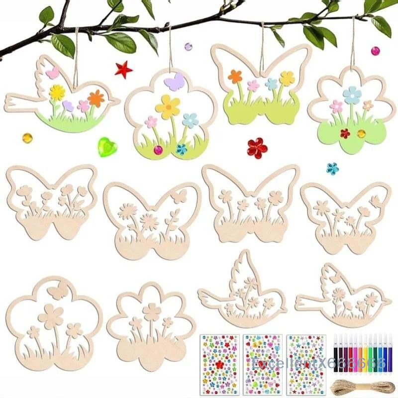 6Pcs Wooden Butterfly Ornaments Natural Handcrafted Mini Wood Crafts for Home Wall Party Wedding Decor