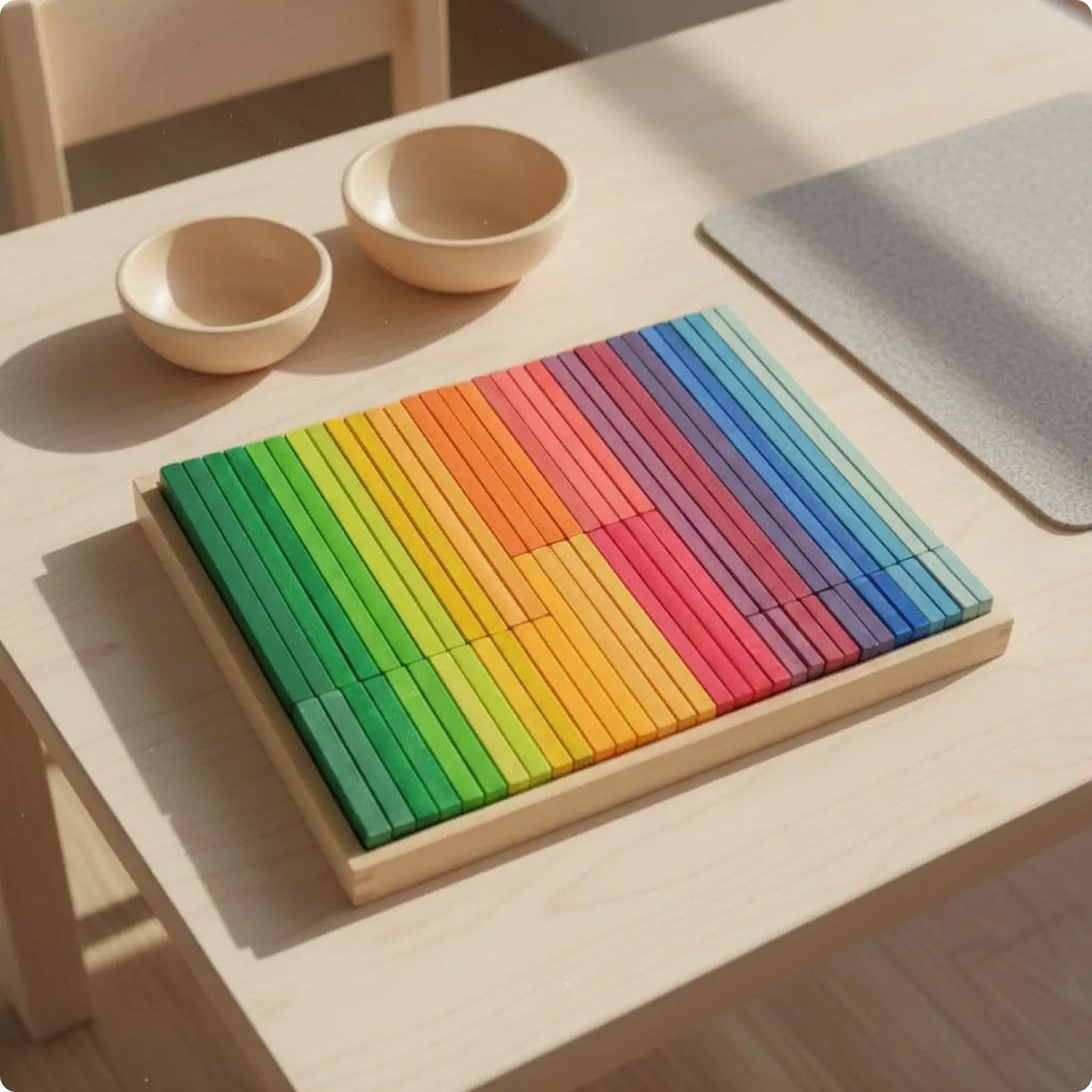Wooden Rainbow Blocks Polished Wood Rainbow Stacking Set Easy to Grip