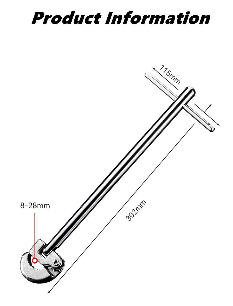 Multi Functional Activity Head Sink Wrench Hot Cold Water Faucet Sink Wrench Carbon Steel Bathroom Water Pipe Disassembly Tools