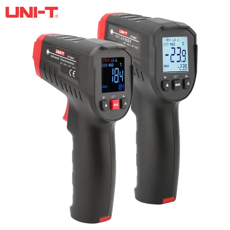 

UNI-T Digital Thermometer UT306S UT306C Non-contact industrial Infrared Laser Temperature Meter Temperature Gun Tester -50℃-500