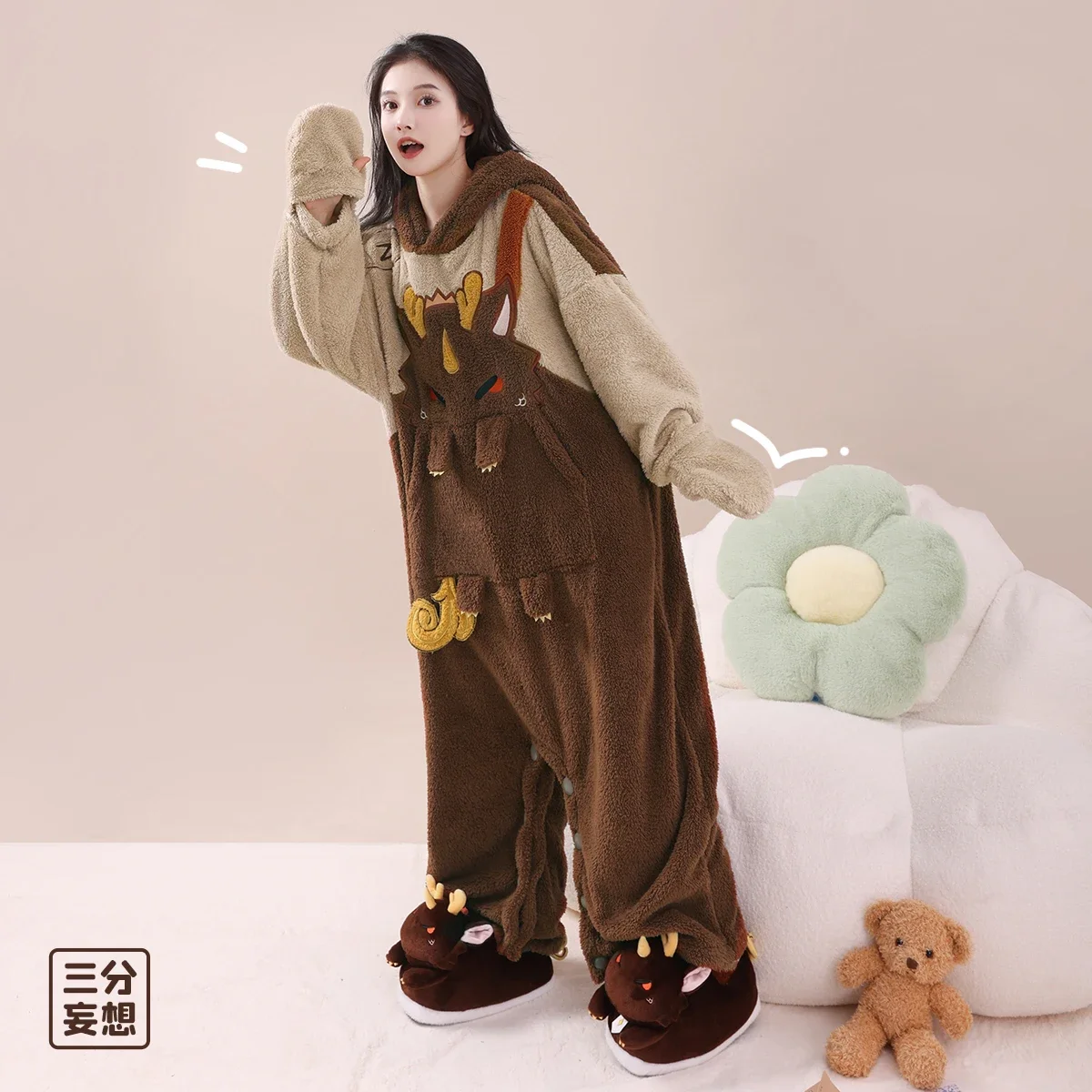 Genshin Impact Genuine Pajamas Cosplay Costumes Anime Game Hu Tao Zhong Lixiao Scaramouche Autumn Winter Warm Clothing Shoes