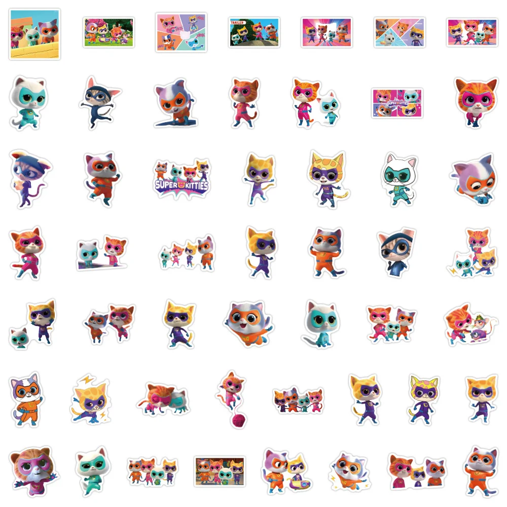 10/50/100Pcs Cartoon Kawaii Super Kitties Stickers Anime Cute Waterproof Graffiti Decals Toys DIY Diary Phone Fridge Stationery