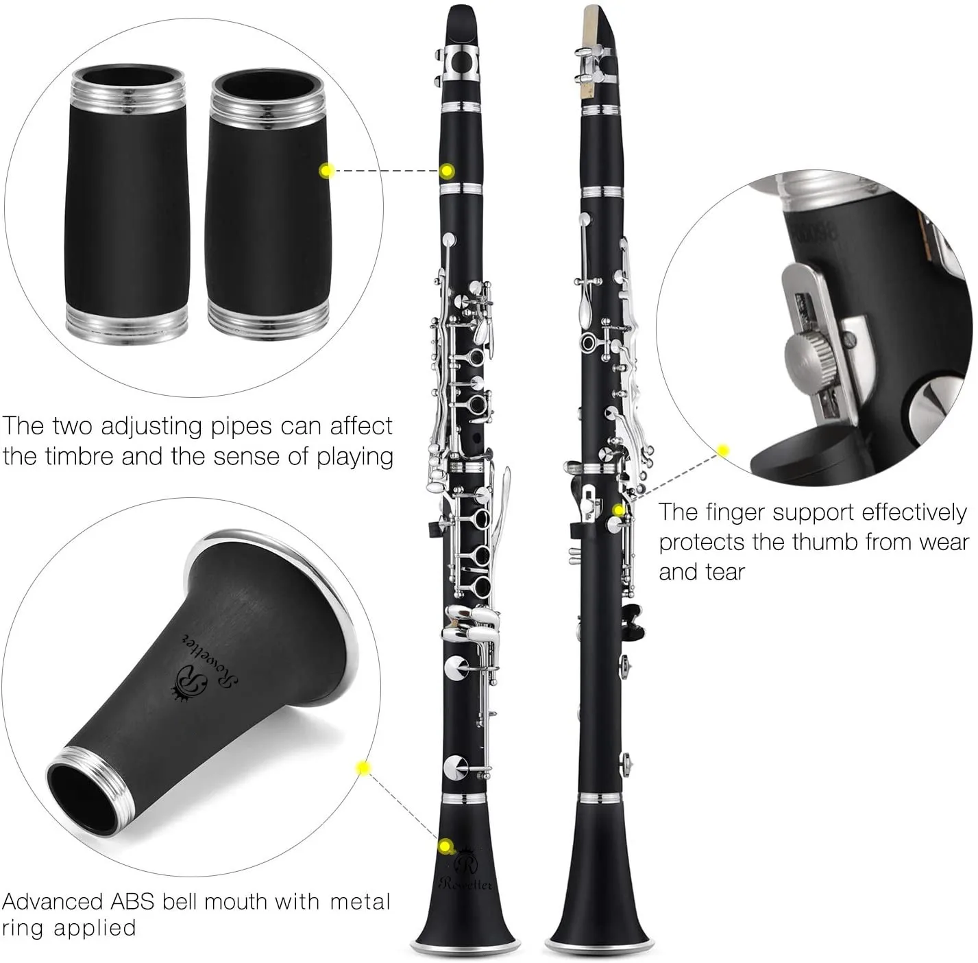 Rowtter YCL-255  Bb Clarinet 17 Key Sib Klarnet /ABS Body Material Clarinette