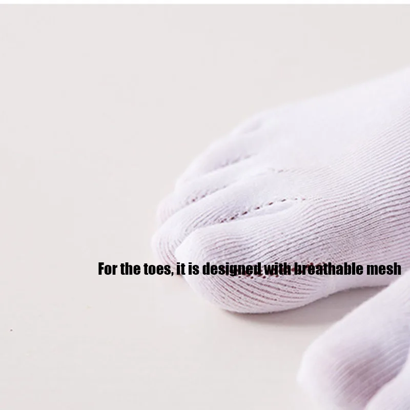 5 Pairs Women's Low Cut Invisible Toe Socks Summer Mesh Breathable Shallow Mouth Cotton Solid Black White 5 Finger Sock Slippers