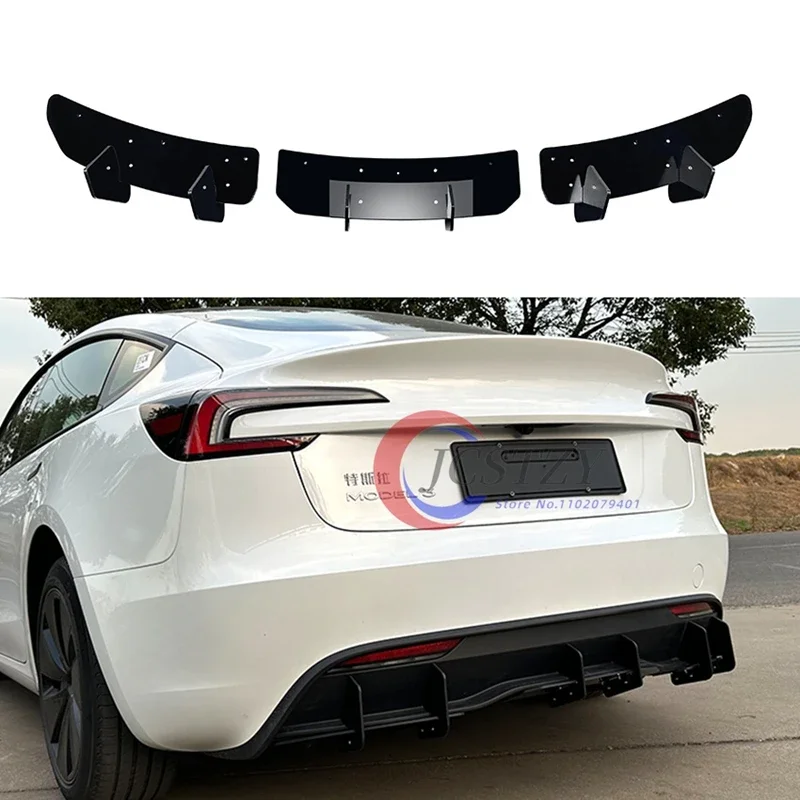 Car Rear Bumper Lip Diffuser Lip Side Corner Cover Splitter Guard Plate For Tesla Model 3 2024 2025