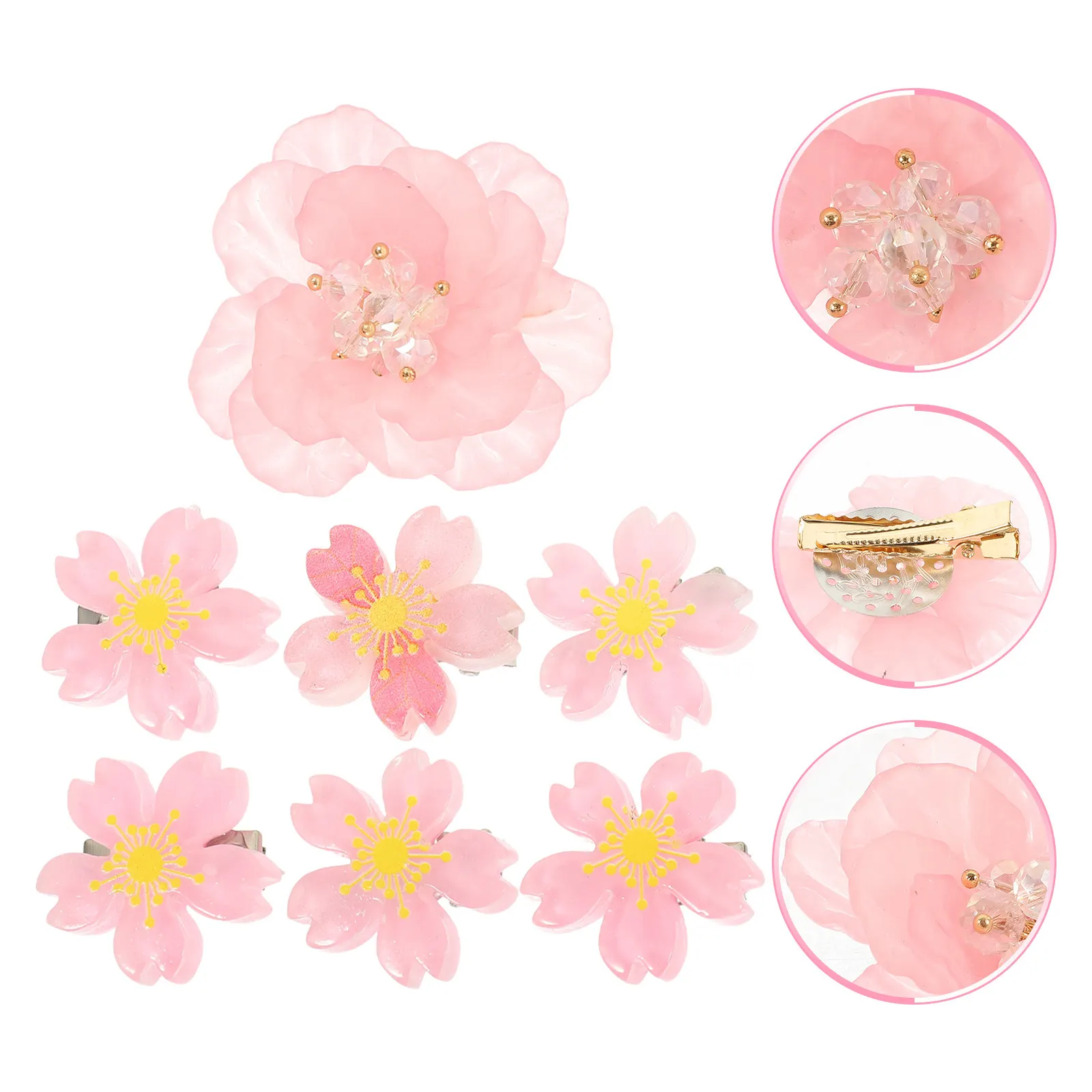 

Набор из 7 заколок для волос с цветами, маленькие цветочные заколки-зажимы, аксессуары для волос для девочек и женщин, для повседневных причесок, школы, свадьбы