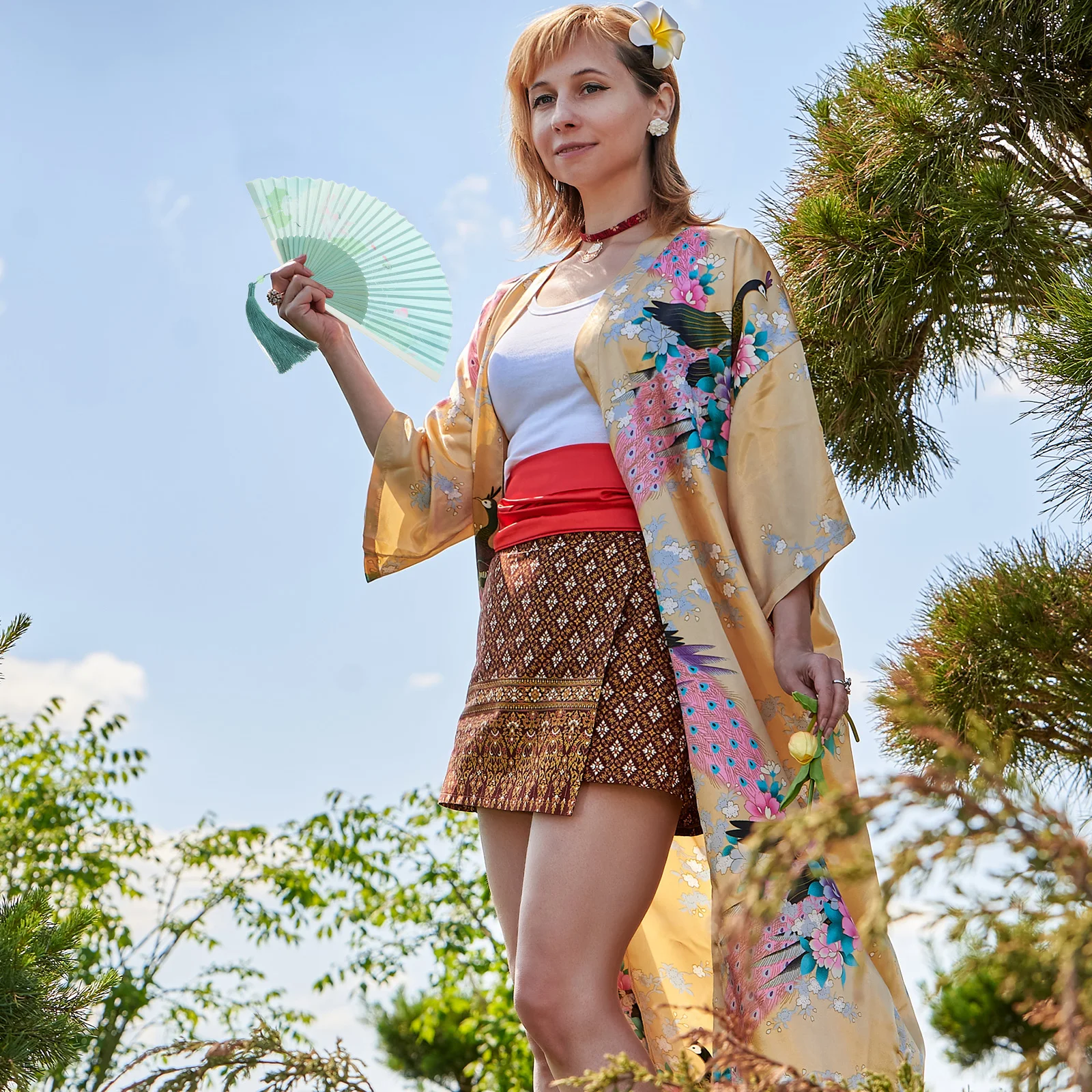 

Chinese Style H Fan Folding Fans Bamboo Vintage Dance Party Decorations Floral Pattern H held Fans Portable