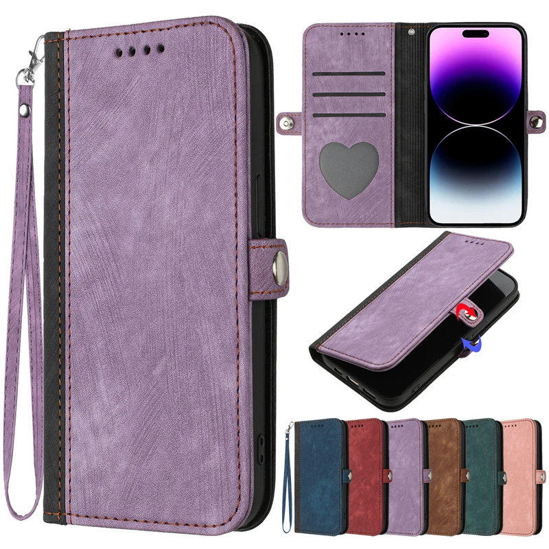 

Wallet Side Buckle Splicing Flip Over Leather Case For iPhone 15 Plus 14 Pro 13 Pro 12 Mini 11 Pro Max SE 2022 XS XR 8 7 6 Plus