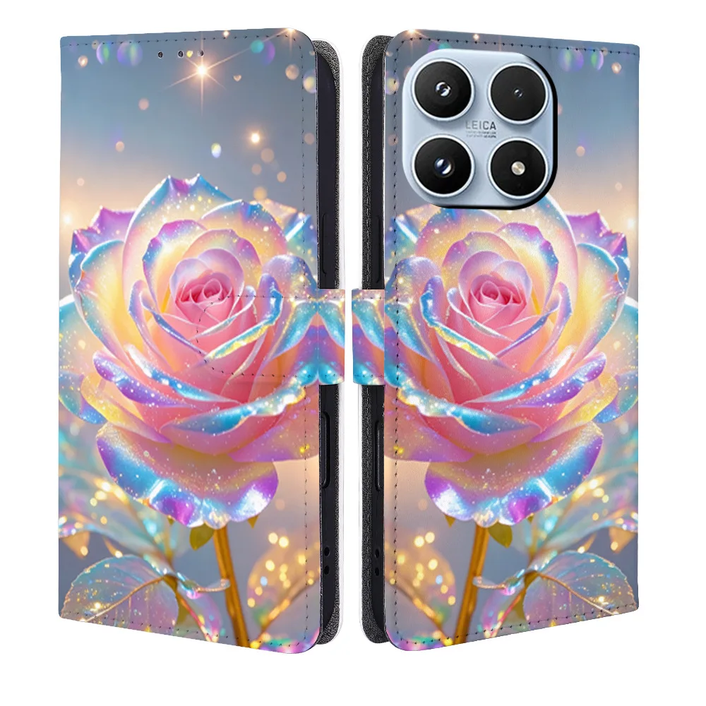 

Colorful Flowers Magnetic Flip Phone Cover for Xiaomi Civi2 3 4 5 CC9 Pro with Built-in Wallet Card Slots