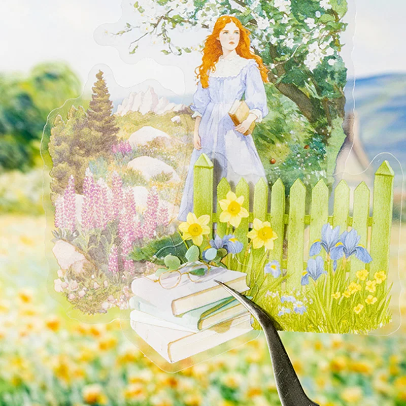 20 photos/book Waterproof PET material Spring Garden Manor Building Wooden Road Pattern Handbook Stickers