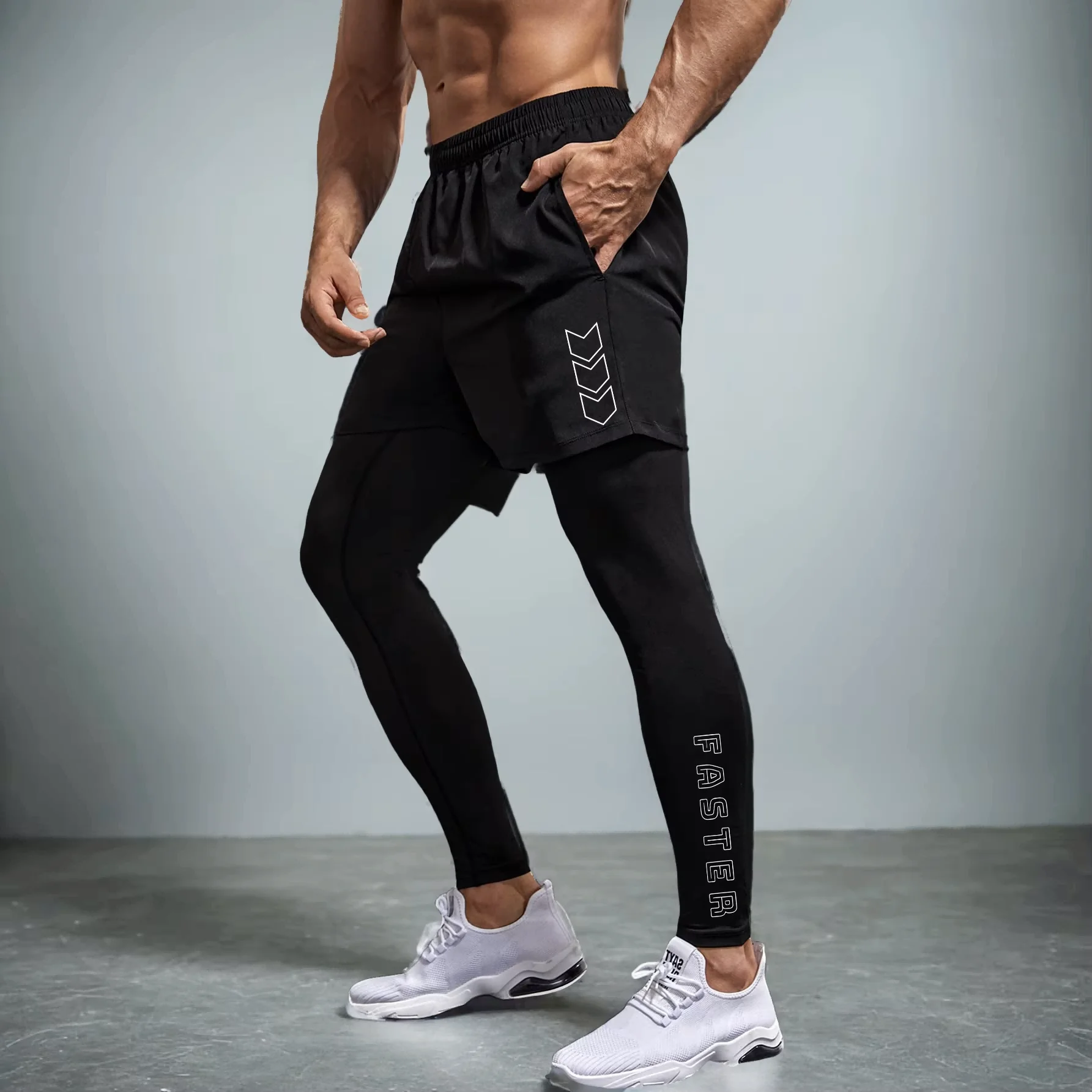 

Running Compression Pants Mens Gym Workout Quick Dry Fitness Shorts Training Sport Pants