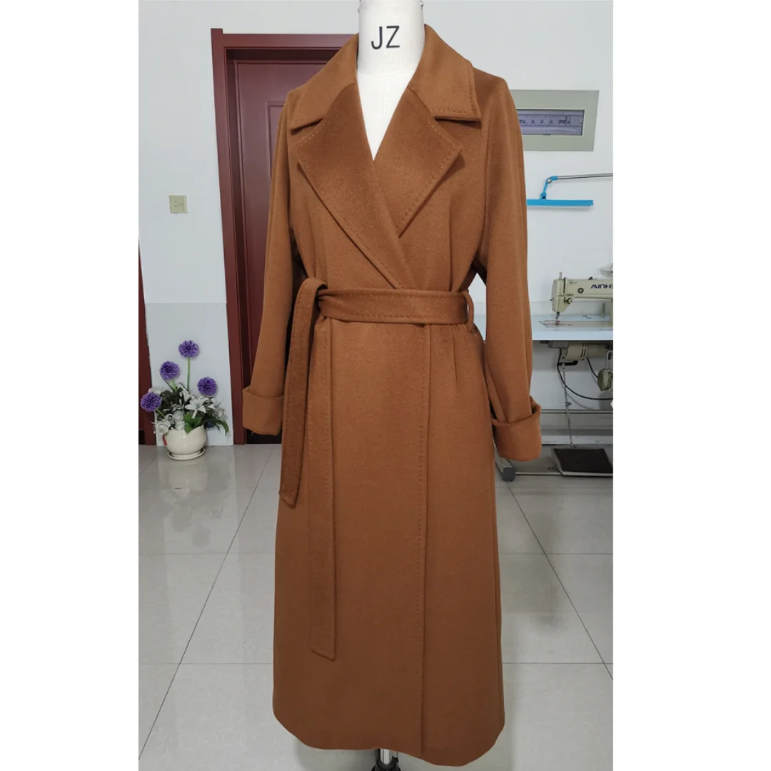 High-end White Cashmere Coat Female Autumn Winter Long Wool Coat Female Black Loose Coat Casual Fashion Navy Blue Coat Commuting