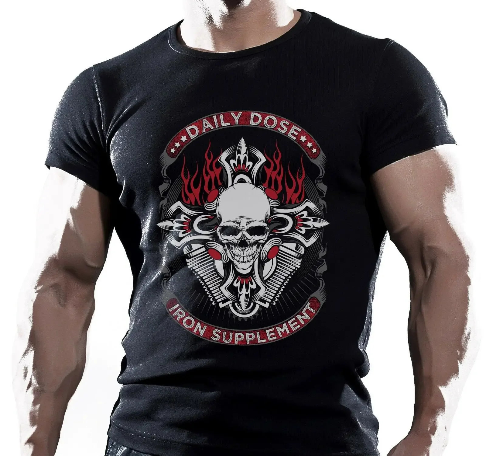 

Daily Dose Iron Supplement Gym Motorcycliest Chopper Rider T-Shirt 100% Cotton O-Neck Short Sleeve Summer Casual Mens T-shirt