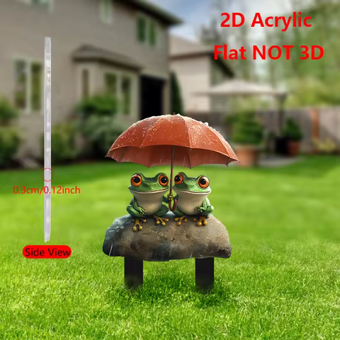1 Piece 2D Acrylic Bonsai Ground Plug Frog Shape Outdoor Decorative Patio Lawn Deck Planter and Landscape Art Birthday Gift