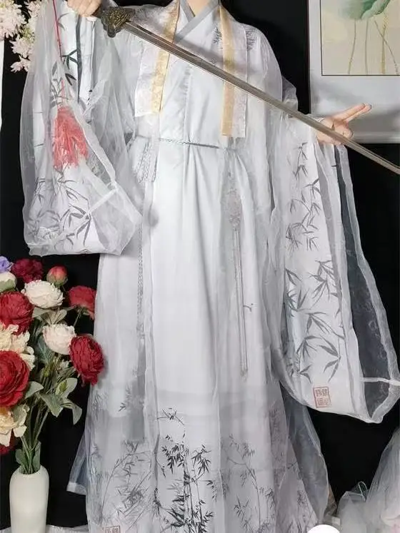 Vintage Fairy Wuxia Hanfu, Traditional Chinese Wei Jin Period Clothing, Halloween Event Cosplay Costume, Hanfu for Male Female