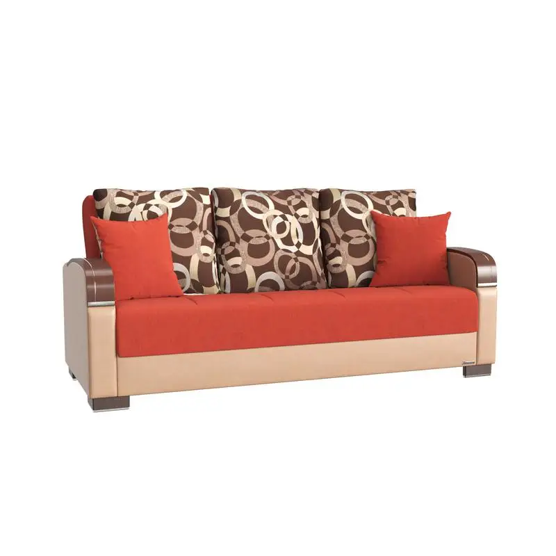 

Диван-кровать с мягкой обивкой и ящиком для хранения оранжевого цвета — коллекция Mobilon