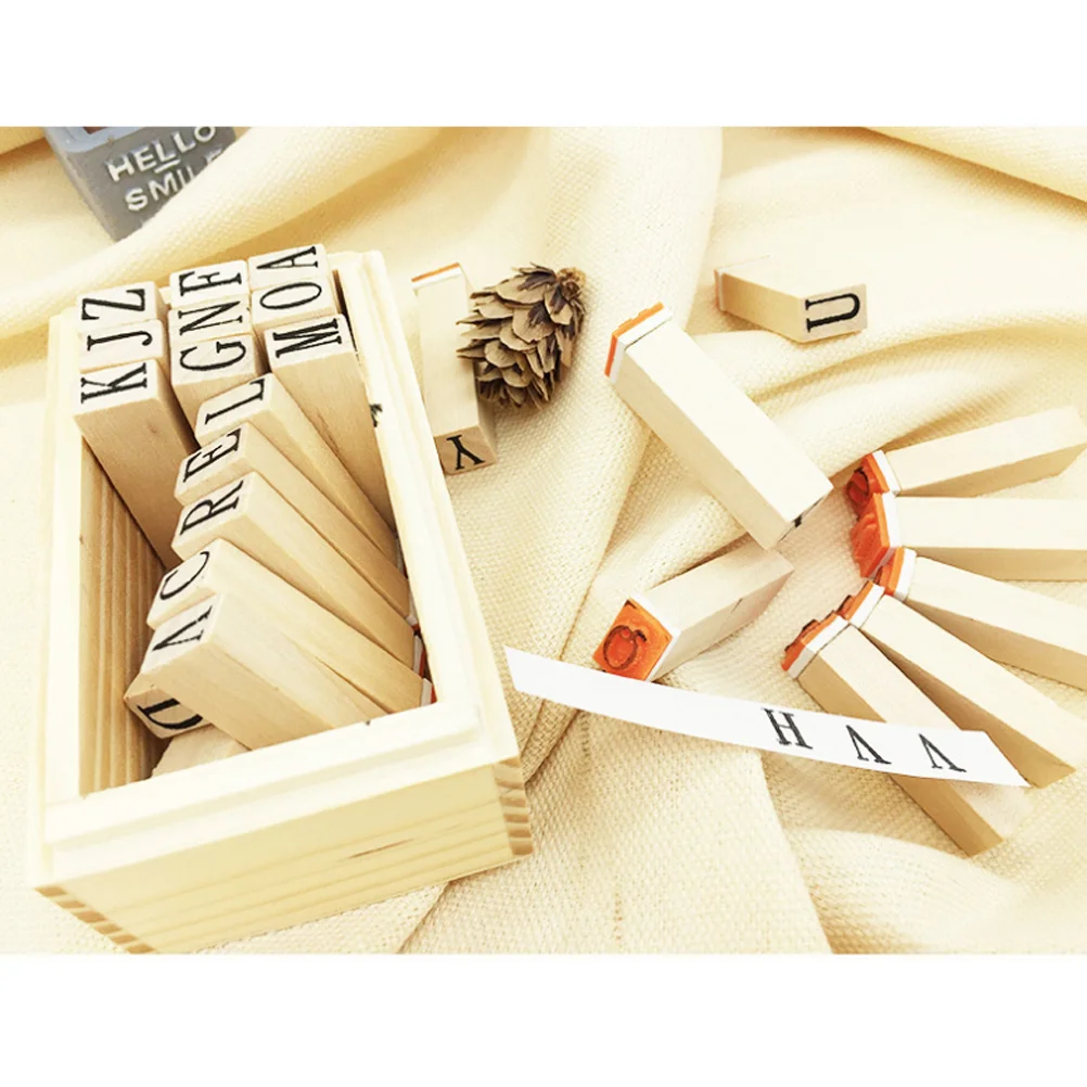 Multiple Surface Stamps Wooden Mounted Rubber Abc Seal Pigment Ink Diary Cards Craft Bamboo Environmental