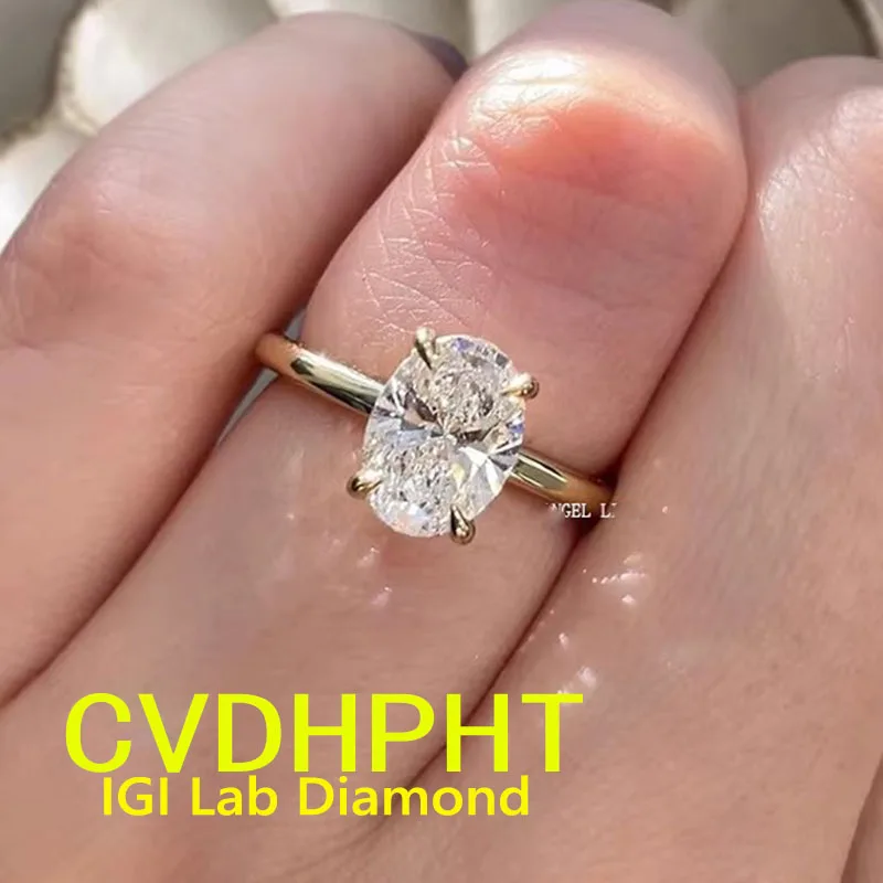 Solid 14K gold Lab grown dimaond ring IGI Pear cut D color Wedding ring ﻿ ﻿ ﻿