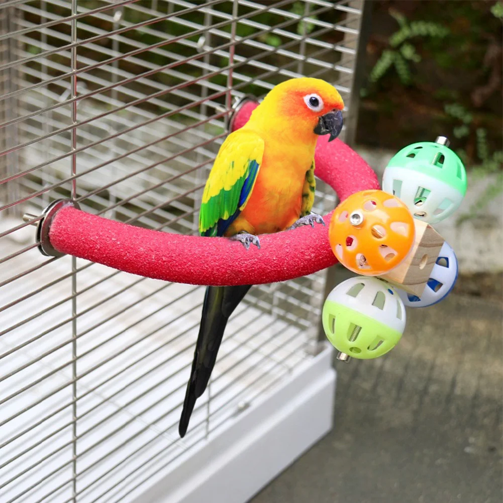 Perch Toy With Rotating Balls, Rough-surfaced Quartz Bird Spinning Balls Toy, Bird Spinning Balls Toy,