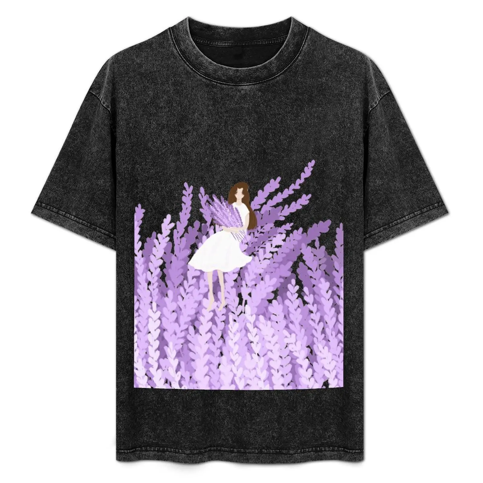 

purple lavender flowers | Girl And Her lavender Garden T-Shirt oversized heavyweights plain black t shirts men