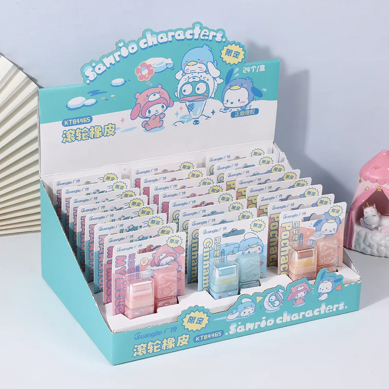 12pcs Sanrio Pencil Eraser Kuromi Pachacco Cinnamoroll My Melody Hangyodon Student Stationery Erasers School Supplies Wholesale