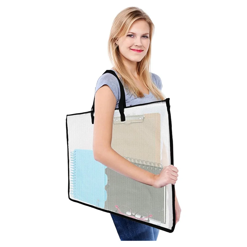 

TA-19X25 Art Portfolio Bags,Clear Portfolio Folder For Artwork,Waterproof Poster Storage Bags+Handle For Drawing Board