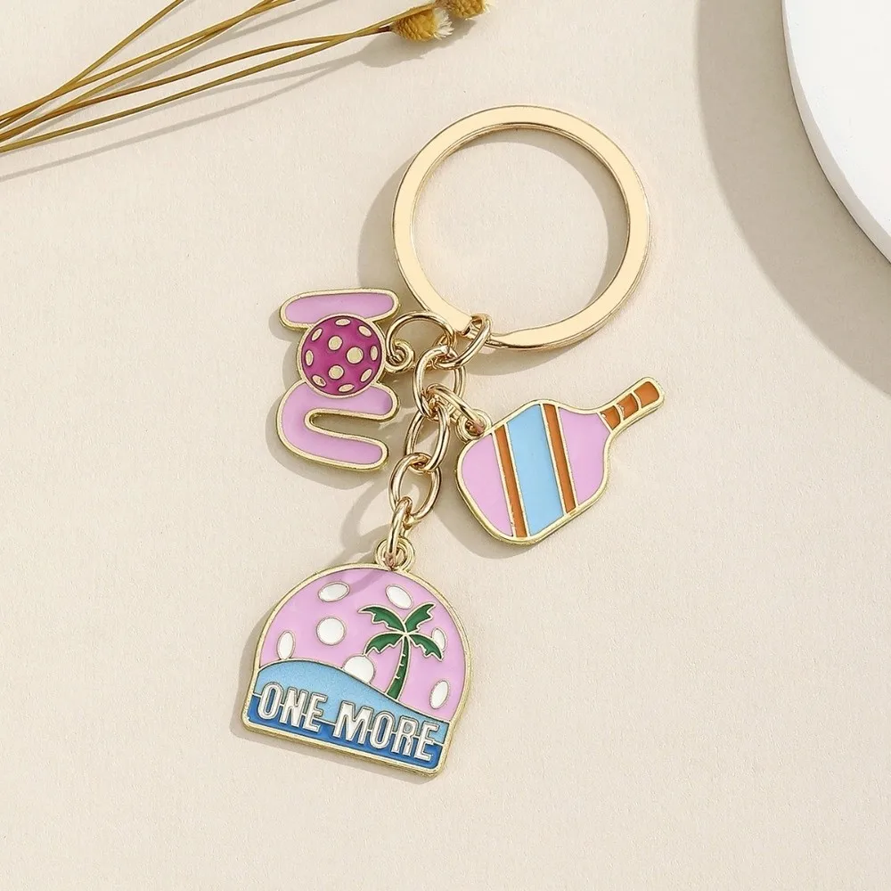 New Metal Pickleball Keychain Enthusiast Gift Creative Pickleball Racket Keychain Souvenir Portable Bag Charm