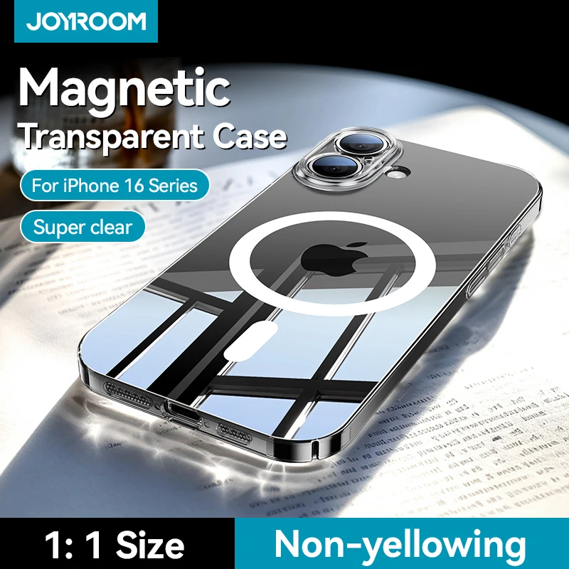 Joyroom Magnetic Case For iPhone 16 15 Pro Max Slim Thin Phone Case Transparent Cover Wireless Charger Magnet Cover For iPhone