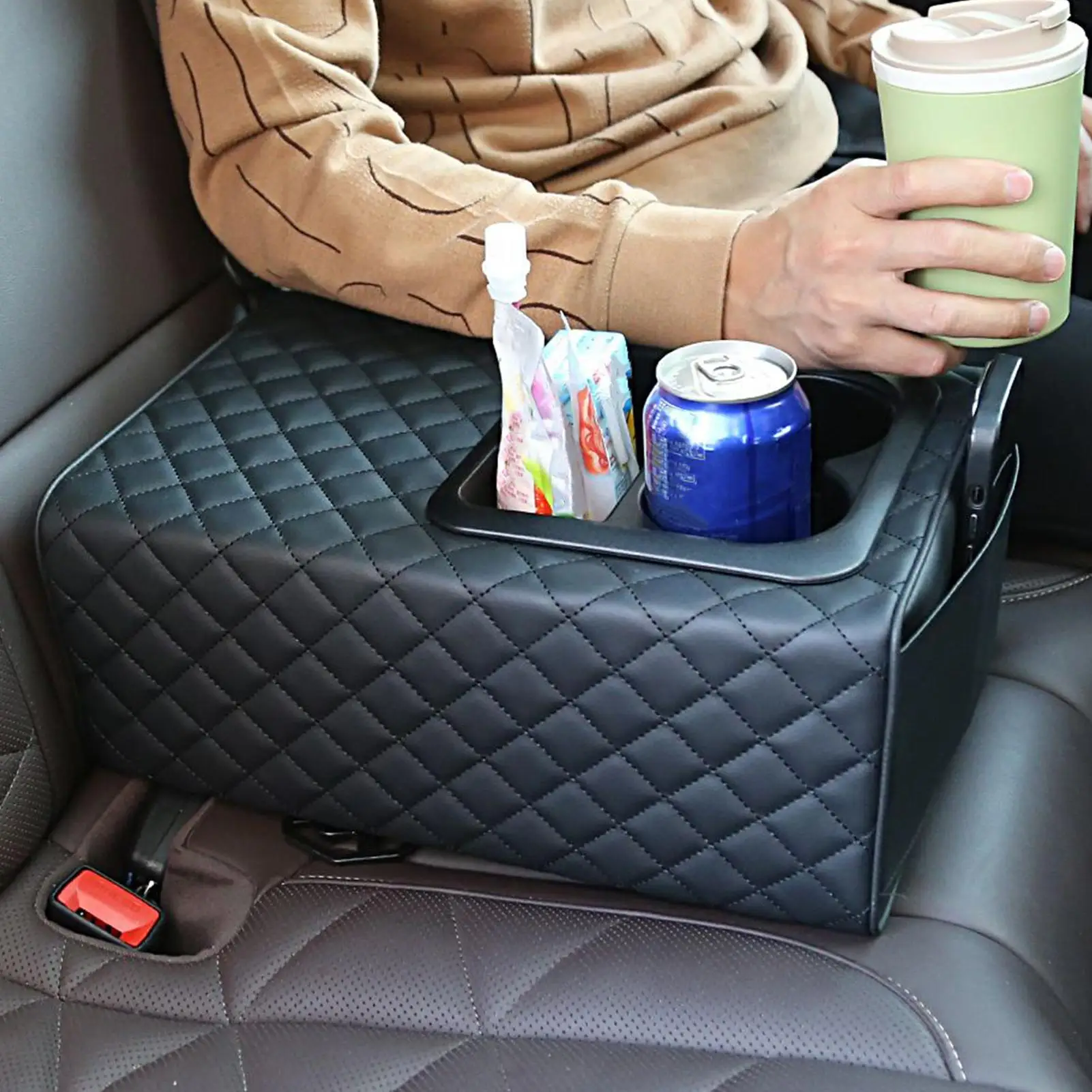 Car Rear Seat Armrest Automotive Arm Rest Booster Pad Rear Bench Seat Consoles for SUV Truck Sedan Vehicle
