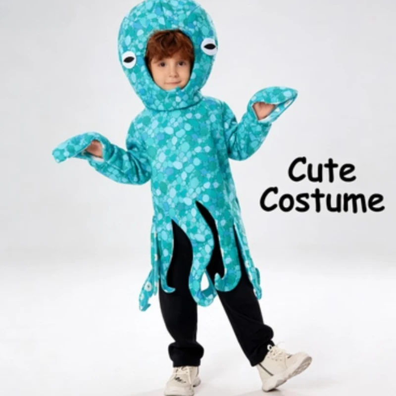 

Детский костюм осьминога, забавный наряд в виде морского животного, для школьных праздников, вечеринок и сценических выступлений