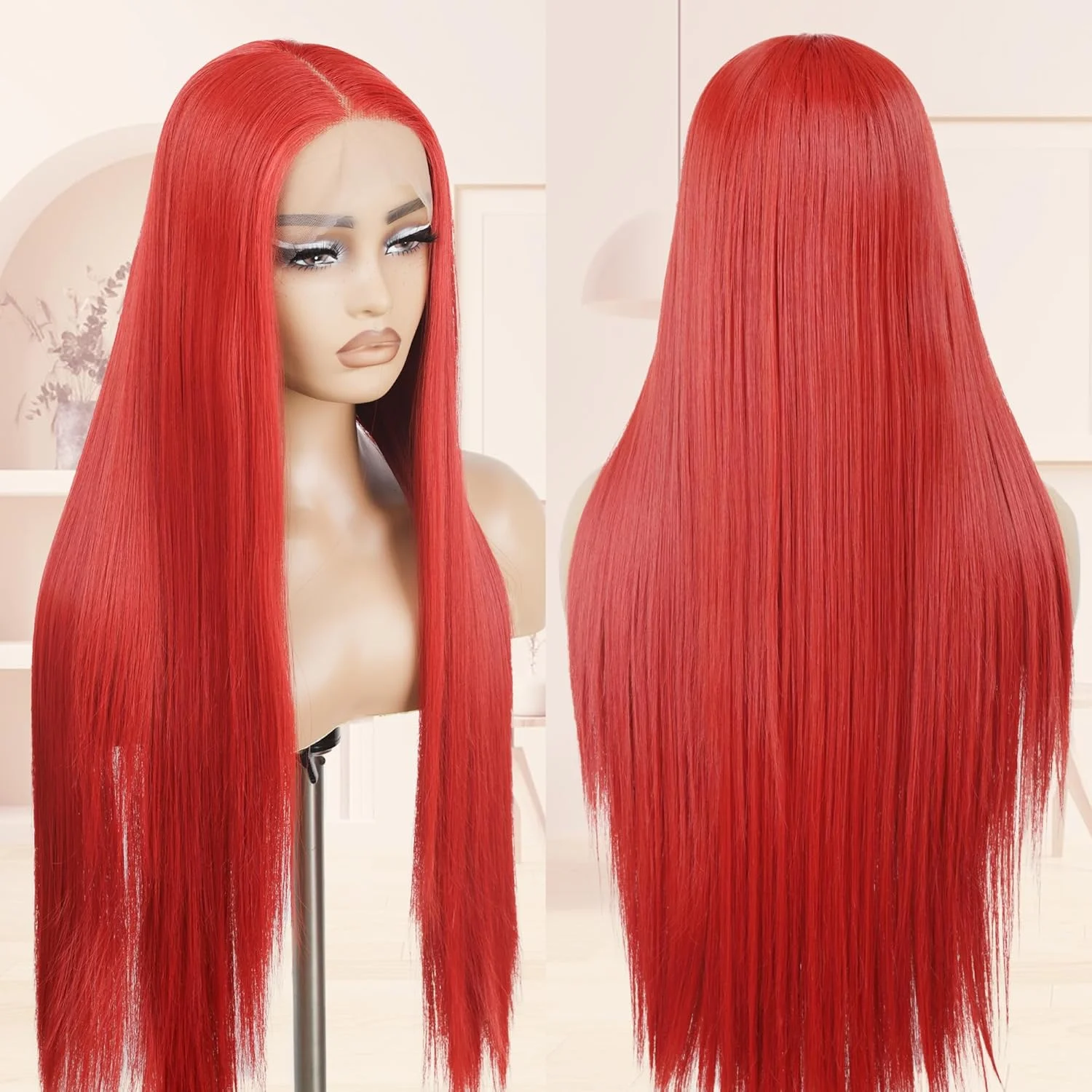 Synthetic Hair Natural Looking for Daily Party Long Colorful Straight Wig for Women Middle Part Brazilian Lace Front